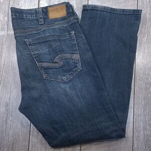 Silver Jeans Grayson Jeans Mens 38x32 Blue Straight Leg Easy Fit Dark Distressed
